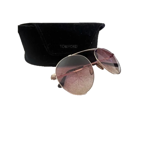 TOM FORD Sunglasses Gold Pink Mirror TF571 28Z 58 16 140 Simone NWT